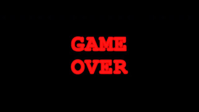 Flashing red retro arcade Game Over blinking text on black background