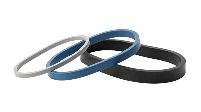 Industrial rubber seals and gaskets, mechanical o-rings for plumbing and automotive repair, flexible sealing rings on white background