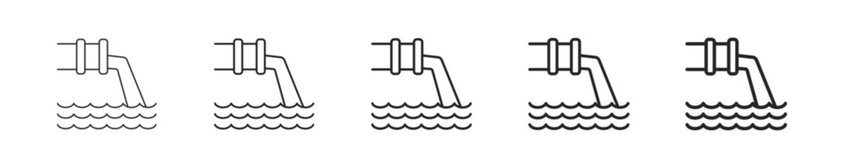 Fototapeta premium Drainage vector icon in minimalist line style. Clean editable stroke illustration with geometric design and monochrome appearance, isolated on white background