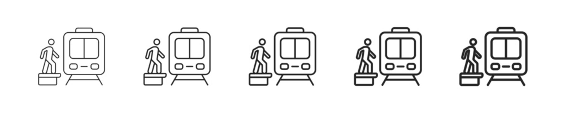 Station vector icon in minimalist line style. Clean editable stroke illustration with geometric design and monochrome appearance, isolated on white background
