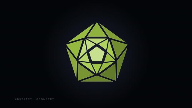 Abstract geometric polyhedron splits and reforms, changing colors, 3D animation footage