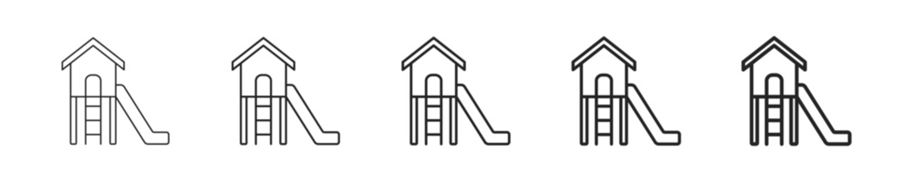 Playground vector icon in minimalist line style. Clean editable stroke illustration with geometric design and monochrome appearance, isolated on white background