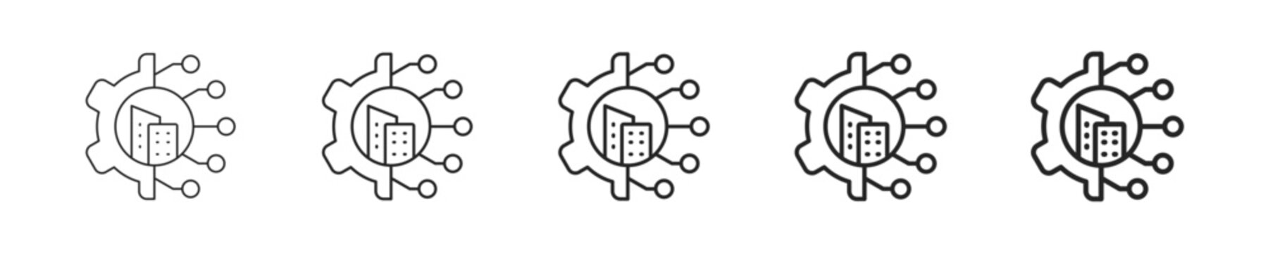 Digital Infrastructure vector icon in minimalist line style. Clean editable stroke illustration with geometric design and monochrome appearance, isolated on white background