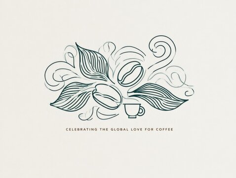 Elegant coffee bean and cup decorative illustration