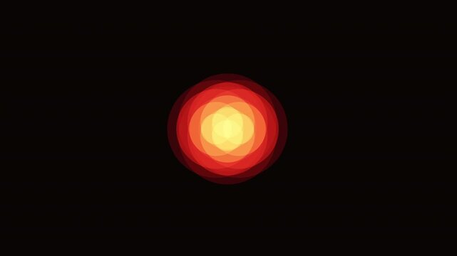 Abstract animation of four red plasma blobs merging and separating in darkness, high temperature energy
