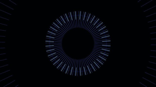 Abstract blue circular patterns pulsating against a dark background with subtle geometric textures