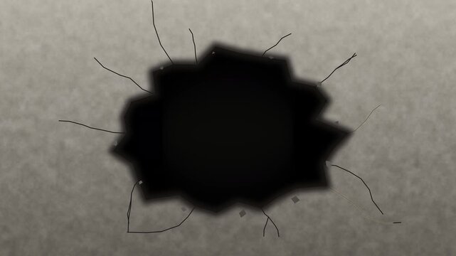 3d animation destruction concrete wall hole alpha channel motion graphic loop