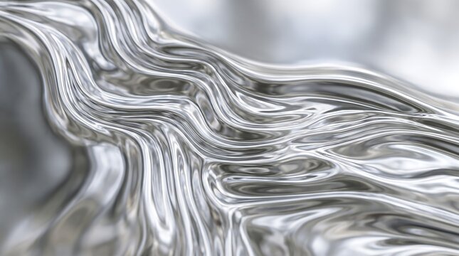 金色に輝く液体クロムの流動感