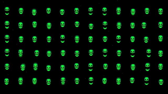 Cute and funny pixel art style human skull icon symbols animation