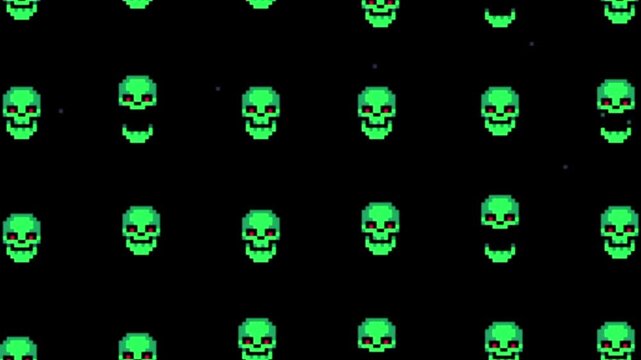 Cute and funny pixel art style human skull icon symbols animation