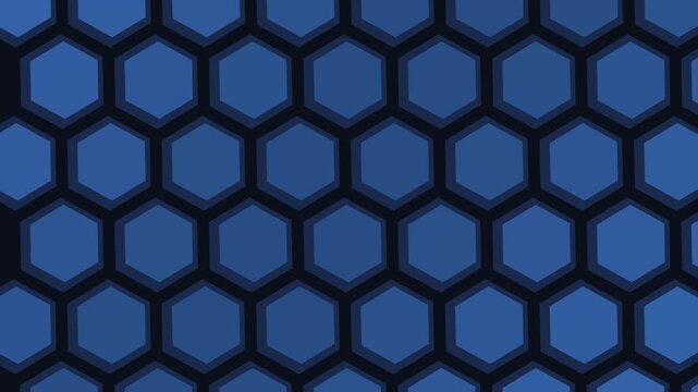 moving blue hexagons pattern background loop, geometric abstract motion graphic, digital technology texture