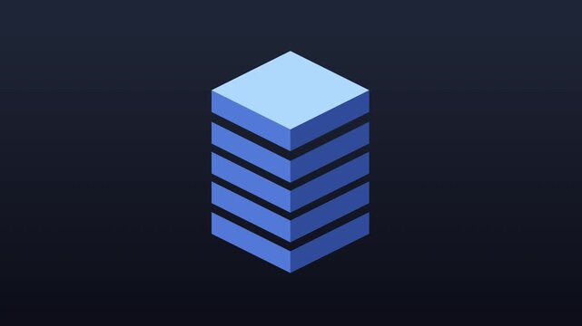 3d animation cube segments joining together forming a tower, pixel art style, abstract technology concept, motion graphic loop