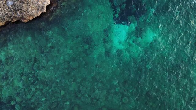 ocean surface aerial view, sea water texture background by drone. copy space footage 