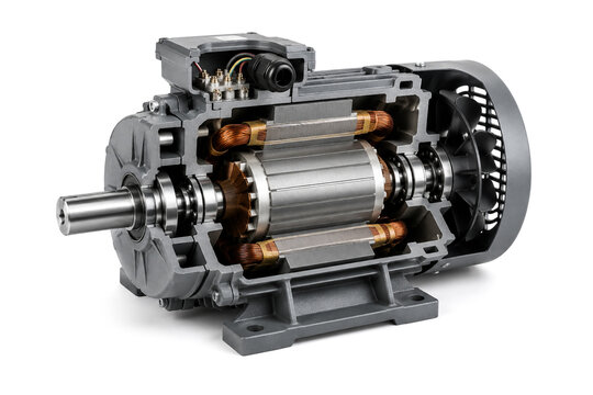 Detailed Cross Section View Of Industrial Alternating Current Electric Motor