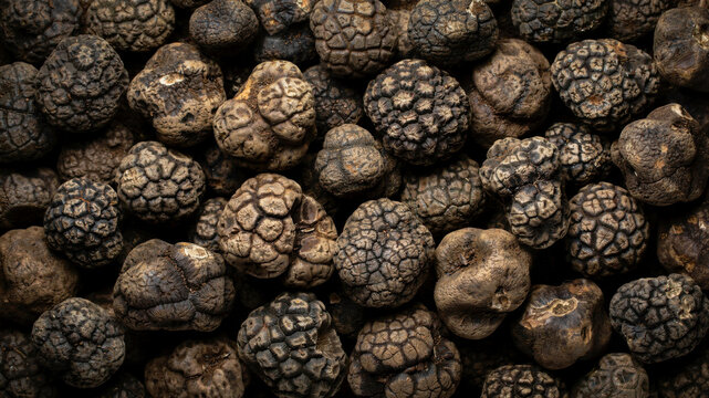 Black truffles dark background