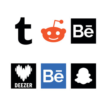 Tumblr, Reddit, Behance, Deezer, Snapchat: Social Media Icons & Brand Logos featuring facebook, instagram, tiktok, twitter, whatsapp, telegram icons, modern social media and web contact button set...