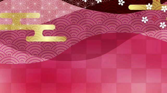 Traditional Japanese Red Pattern Illustration 4K