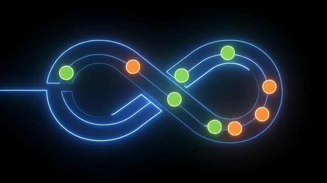Blue glowing infinity symbol on dark background