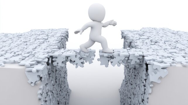 3D figure on a puzzle bridge