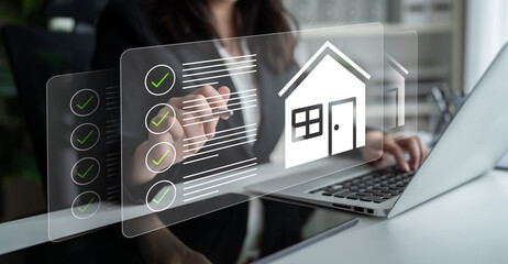 Modern digital interaction showcases a real estate transaction, highlighting technology in the...