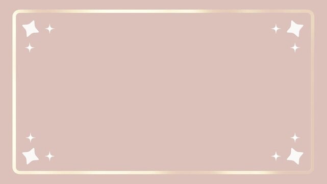 Simple beige frame background.Abstract cute star.copy space.Loop video.  ベージュ　フレーム　枠　ループ動画　シンプル　キラキラ　おしゃれ　ポップ　抽象的　タイトル