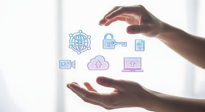 Digital Data Protection and Global Networking Security Concepts Held Between Human Hands
