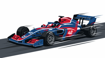 Fototapeta premium Fast formula racing car moving at high speed on a track.