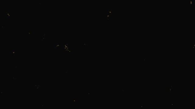 Grainy black screen with subtle white dust particles slowly drifting down during a cinematic fade out
