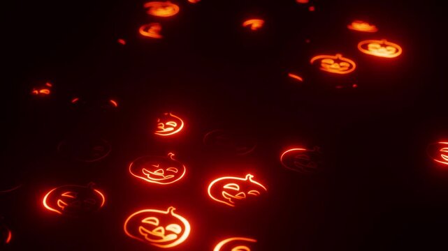 3D Animation Of Glowing Jack O Lantern Pattern
