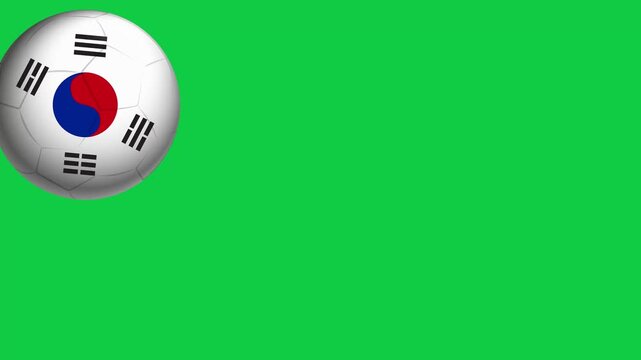 Animated Soccer Balls with South Korean Flag Pattern Bouncing on Green Background