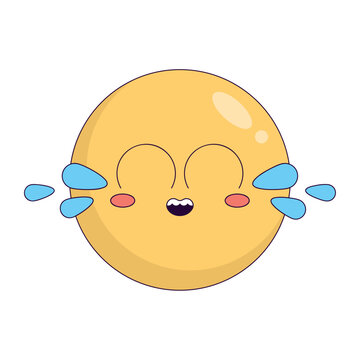 Laughing yellow emoji crying tears of joy with happy expression
