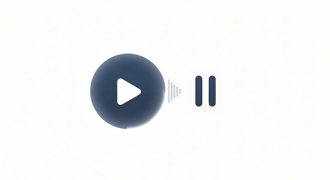Minimalist play and pause button icons for digital media player interface design.