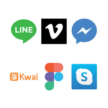 Messaging App Logos: LINE, Viber, Messenger, Kwai, Figma, Skype - Social Media, Apps, Communication, Icons, Branding, Marketing, Advertising, E-commerce, Platform, Customer Engagement