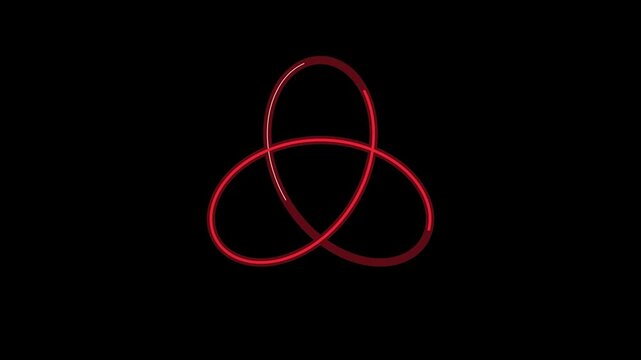 Abstract Trinity Knot Symbol in Six Neon Colors Against Black Background