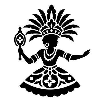 Rainha do maracatu com coroa de penas e cetro, tradi&ccedil;&atilde;o afro-brasileira