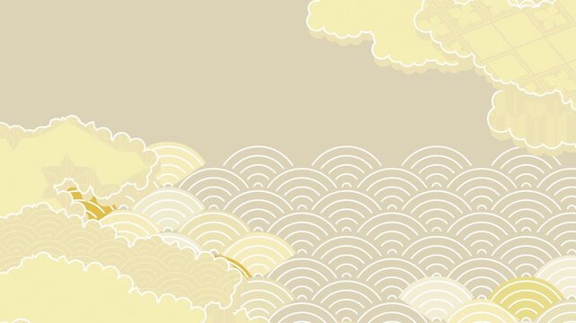 Traditional Japanese Patterns with Clouds 4K