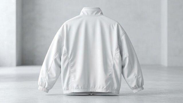 Blank white oversized zip-up jacket back view