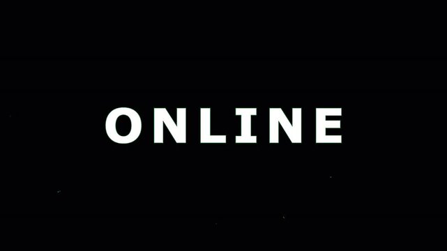 Digital Communication concept with repeated word ONLINE on black background