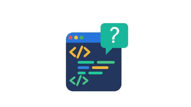 Vibrant code editor motion animation displaying colorful programming syntax on a white background