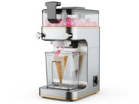 Modern stainless steel ice cream machine for home kitchen