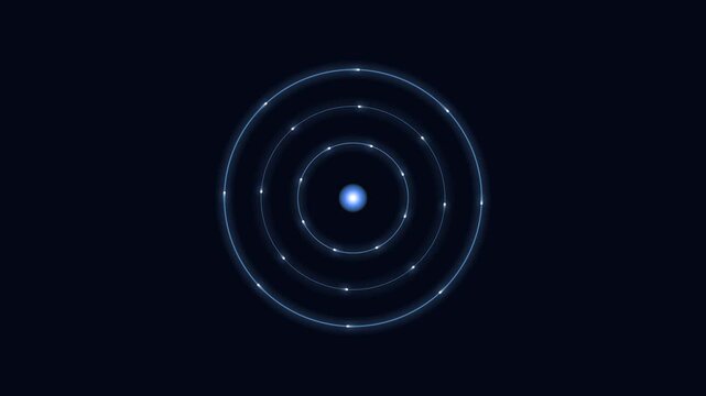 Glowing Blue Digital Core Pulsing with Geometric Data Particles