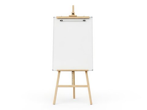 Wooden easel with a blank white board for presentation