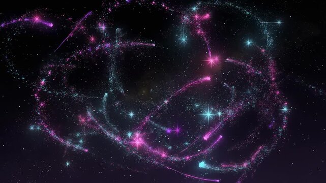 Mesmerizing video of vibrant stars and shimmering comets dancing through a magical starlit sky