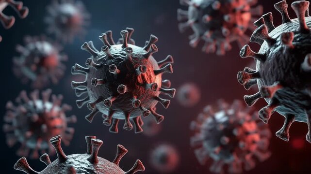 Firefly animation diving into the microscopic world revealing deadly virus spreading with intricate structures and detailed visualization
