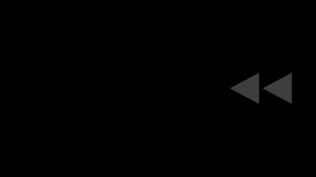 Minimalist rewind media control icon animation on black background. 4K Video