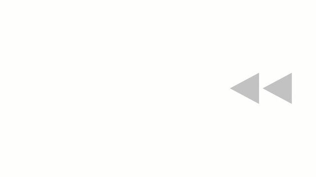 Rewind media playback icons on white background. 4K Video