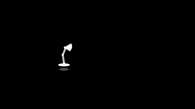 White silhouette of a desk lamp hopping on black background. 4K  Video