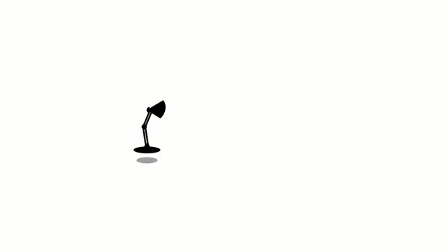 Black silhouette of a desk lamp hopping on white background. 4K  Video