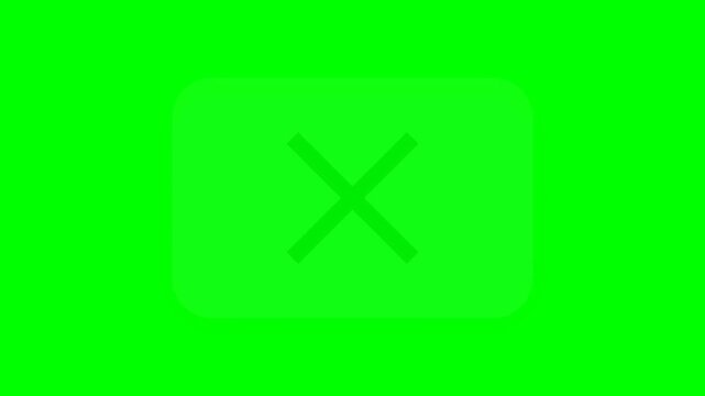 Animated Black Cross Symbol Close Icon with White Background Transition on Green Screen Chroma Key