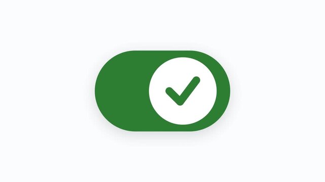 Minimalist UI Toggle Switch Animation Transitioning Between Active Green Check and Inactive Grey Cross